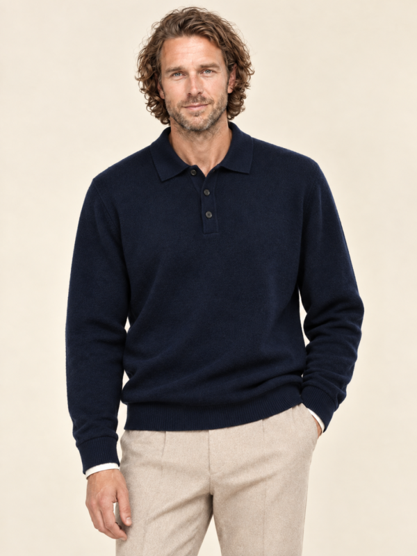 Polo Blu Notte in Puro Cashmere
