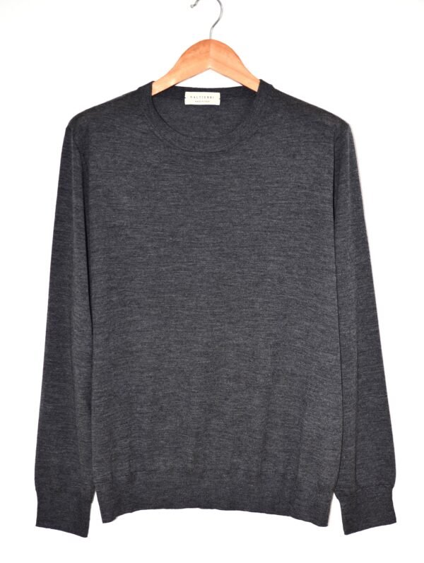 Girocollo in Lana Mercerizzata e Cashmere – Grigio Antracite