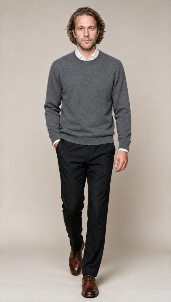 Girocollo Grigio in Baby Cashmere