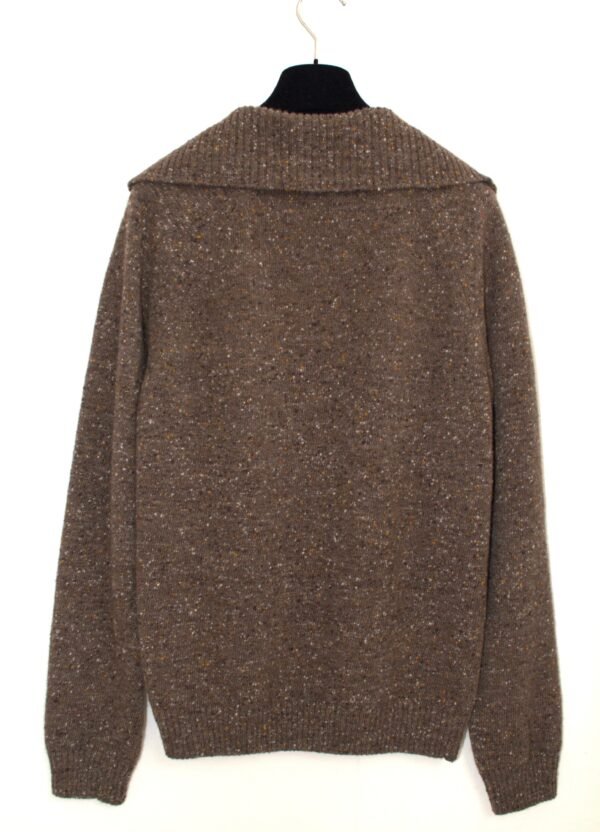 Maglia donna con collo a polo in lana merino e cashmere – Marrone mélange