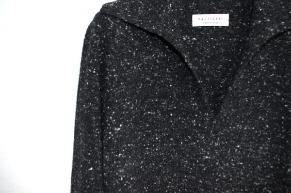 Maglia donna con collo a polo in lana merino e cashmere – Nero mélange
