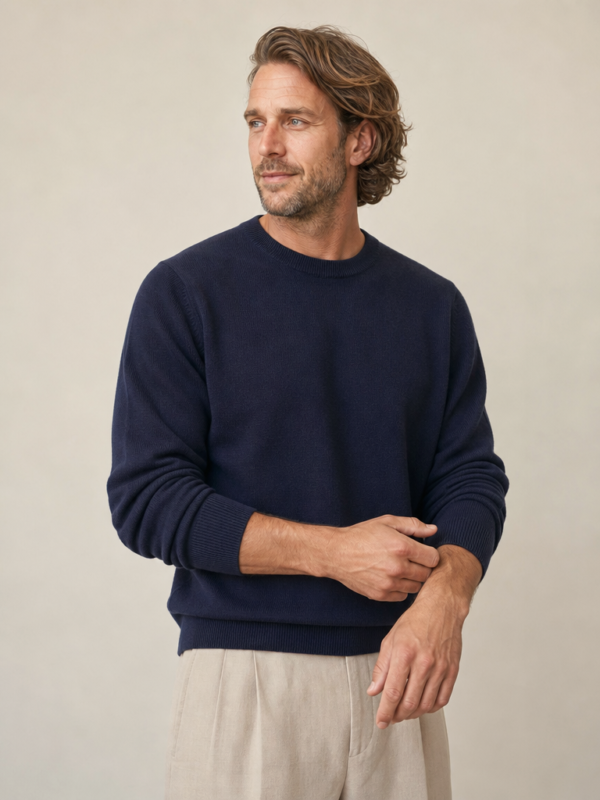 Girocollo Blu Scuro in Baby Cashmere