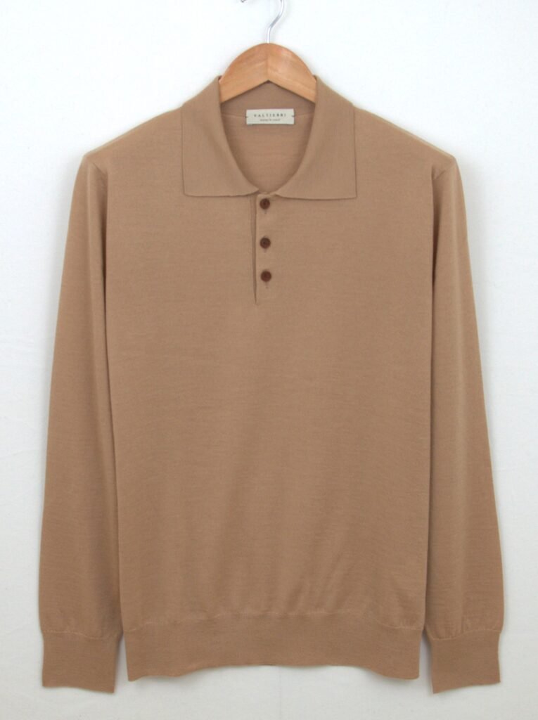 Polo Cammello in Lana Mercerizzata e Cashmere