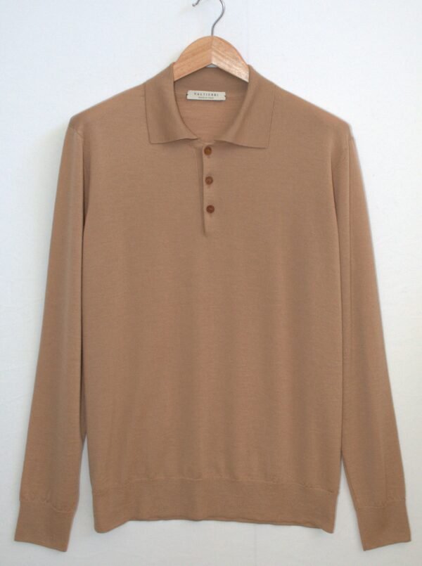 Polo Cammello in Lana Mercerizzata e Cashmere