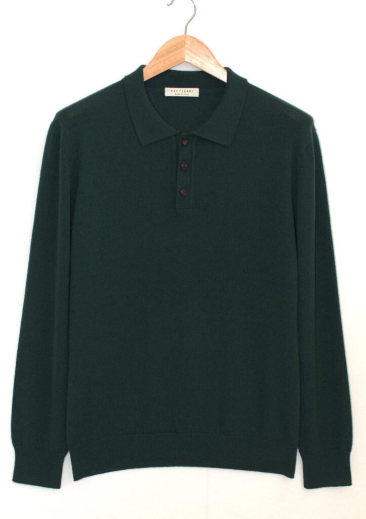 Polo verde scuro in puro cashmere