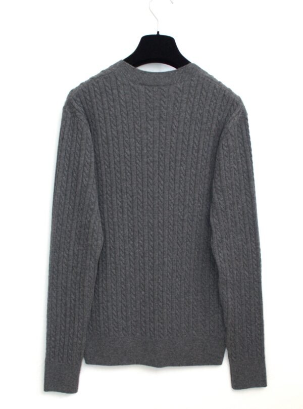 Maglia Girocollo in Cashmere a Trecce – Grigio Antracite