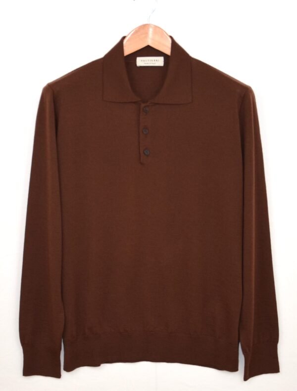 Polo in Lana Mercerizzata e Cashmere – Castagna
