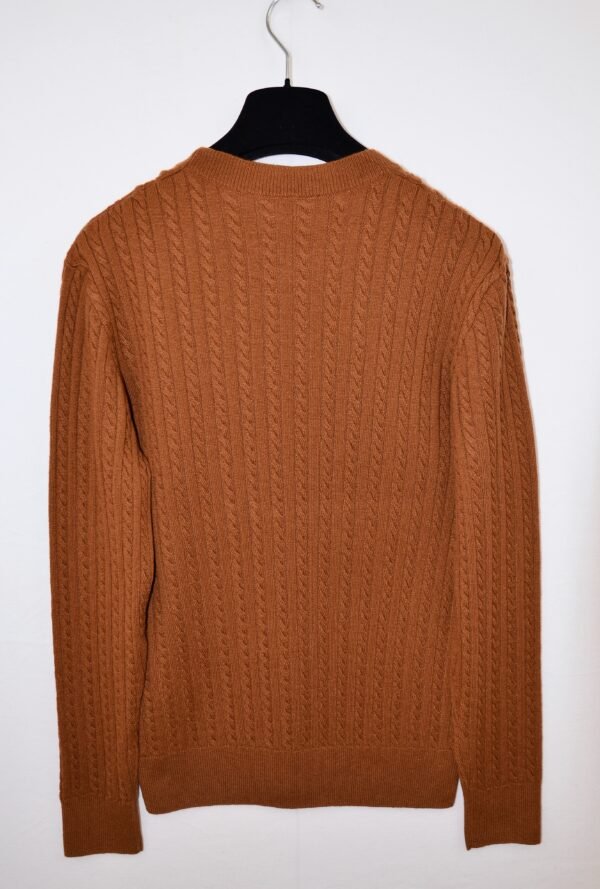 Maglia Girocollo in Cashmere a Trecce –Marrone