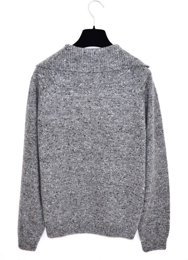 Maglia donna con collo a polo in lana e cashmere –Grigio mélange