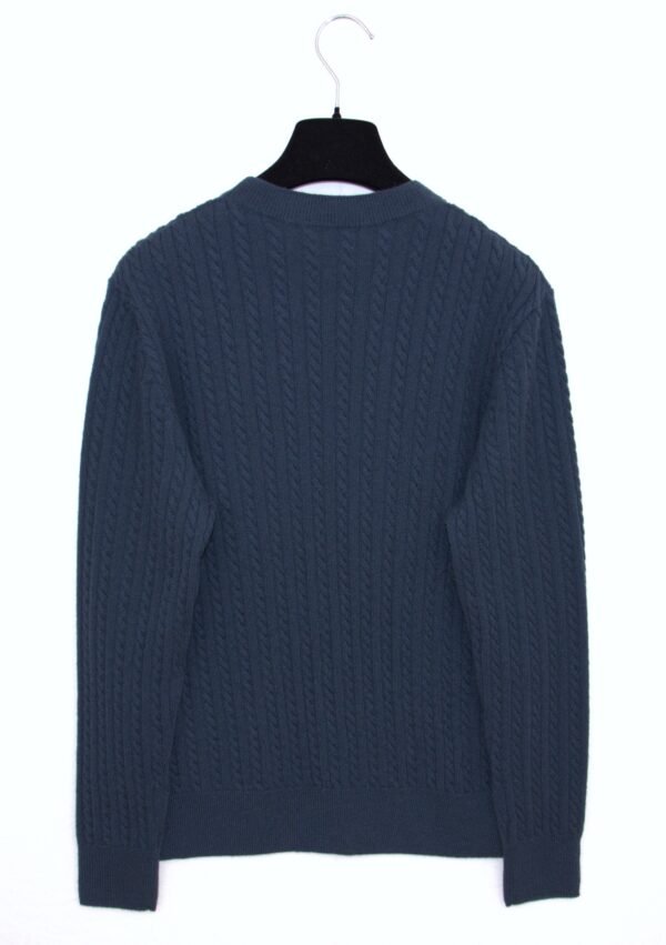 Maglia Girocollo in Cashmere a Trecce–Blu ardesia