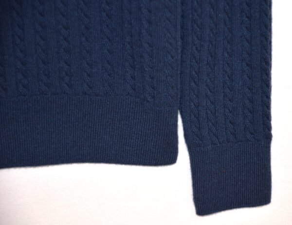 Maglia Girocollo in Cashmere a Trecce–Blu ardesia