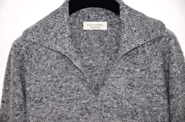 Maglia donna con collo a polo in lana e cashmere –Grigio mélange